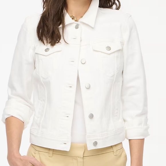 J. Crew Factory White Denim/ Jean Jacket - Picture 1 of 6